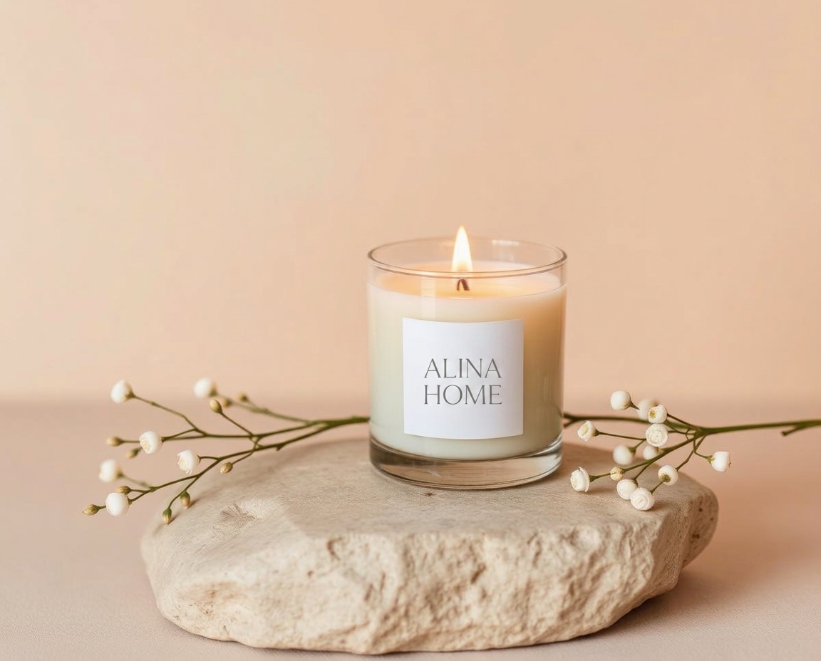 ALINA HOME candle on natural stone